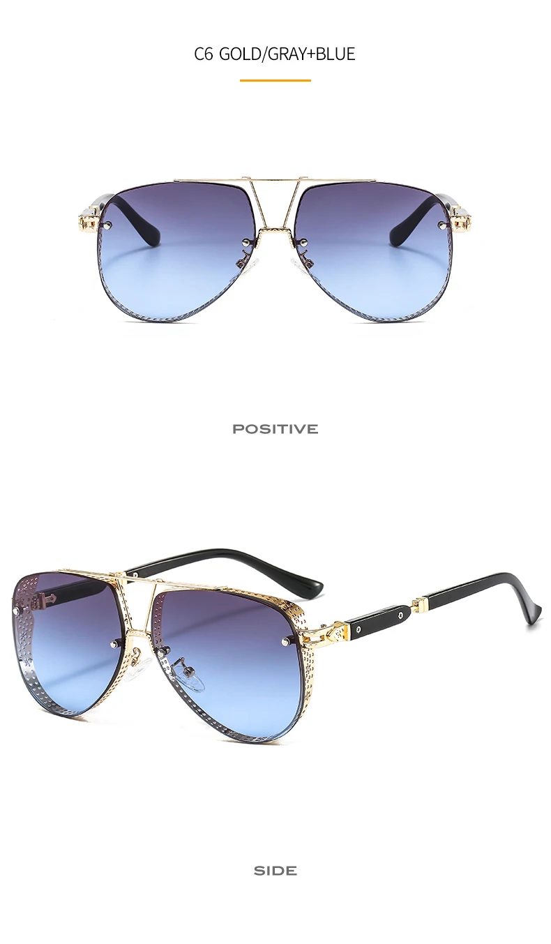 2021 New Hollow Pattern Oval Sunglasses Men Women Luxury Trend Brand Designer Metal Alloy Frame Gradients Lens conspicuous Pilot big square sunglasses