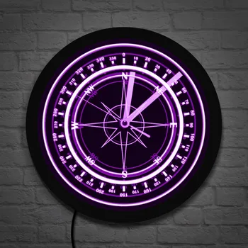 

Nautical Compass LED Luminous Wall Clock Vintage Design Wind Rose Compass Rose Multi Colors Wall Light Navy Marina Sailors Gifts