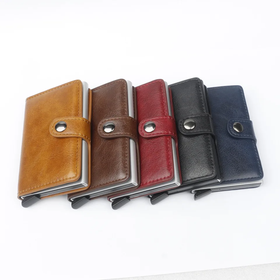 

RFID Smart credit card wallet men and women button portable coin money card wallet classic credit card wallet