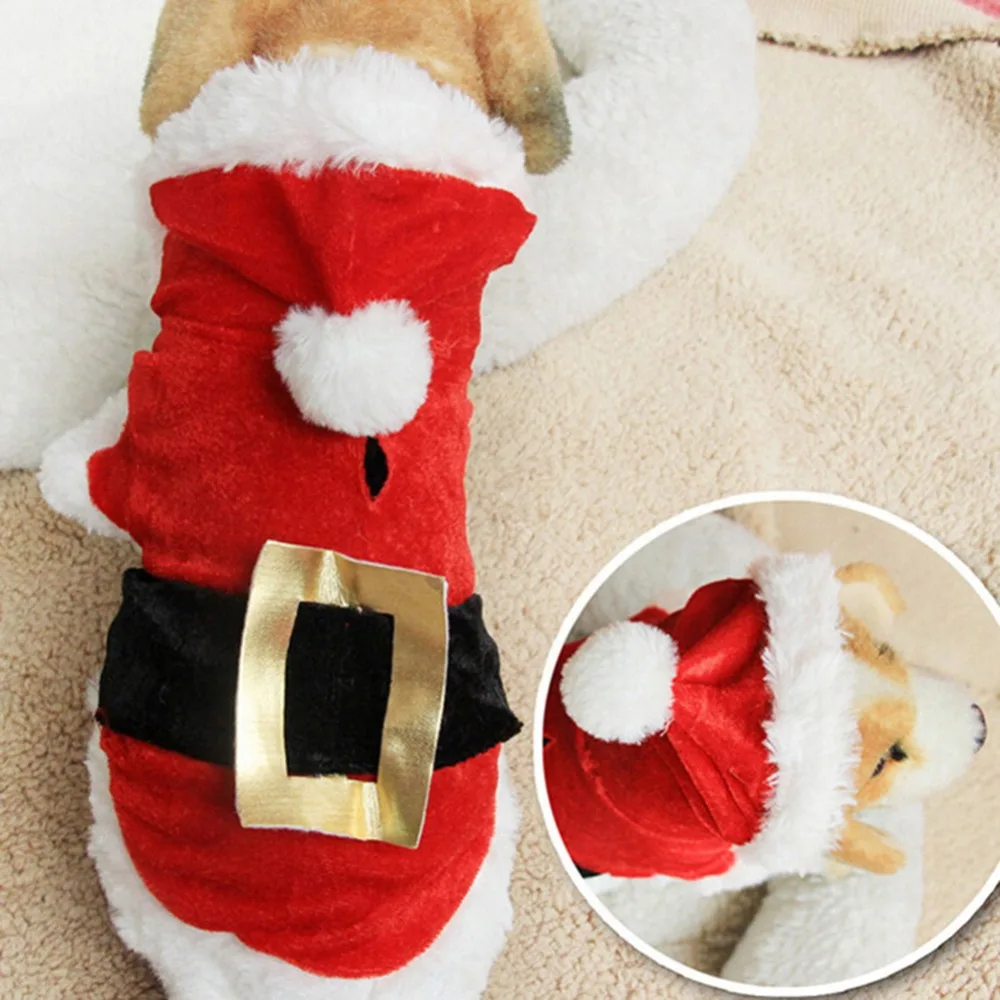 ПЭТ Рождественский костюм Санта Клауса, одежда с принтом в виде собак для маленьких собак Щенок толстовки "кошечка"