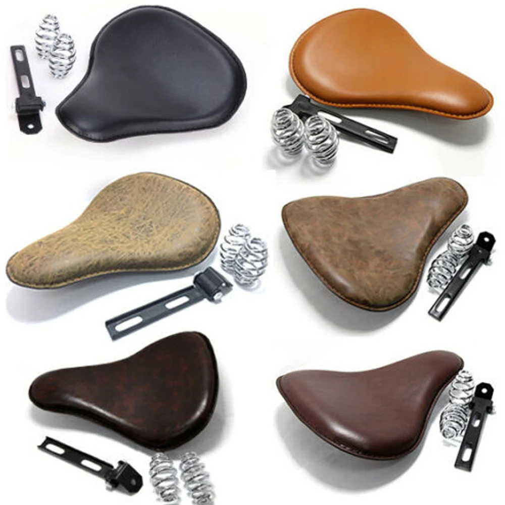 Motorcycle Solo Seats Spring Retro Leather For Honda Shadow VT750 VT600 VT125 Bobber Chopper Kawasaki Vulcan 1500 900 Custom |