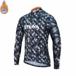 2019 Strava Pro team Зимняя термо флисовая велосипедная Джерси для мужчин с длинным рукавом горный велосипед гоночная велосипедная одежда Maillot Ciclismo