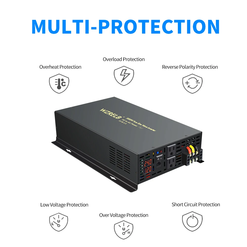 순수 정현파 태양 광 인버터 전원 2000W 변압기 12V/24V/48V/96V/110V DC AC 110V/120V/230V/240V 변환기 유선 제어