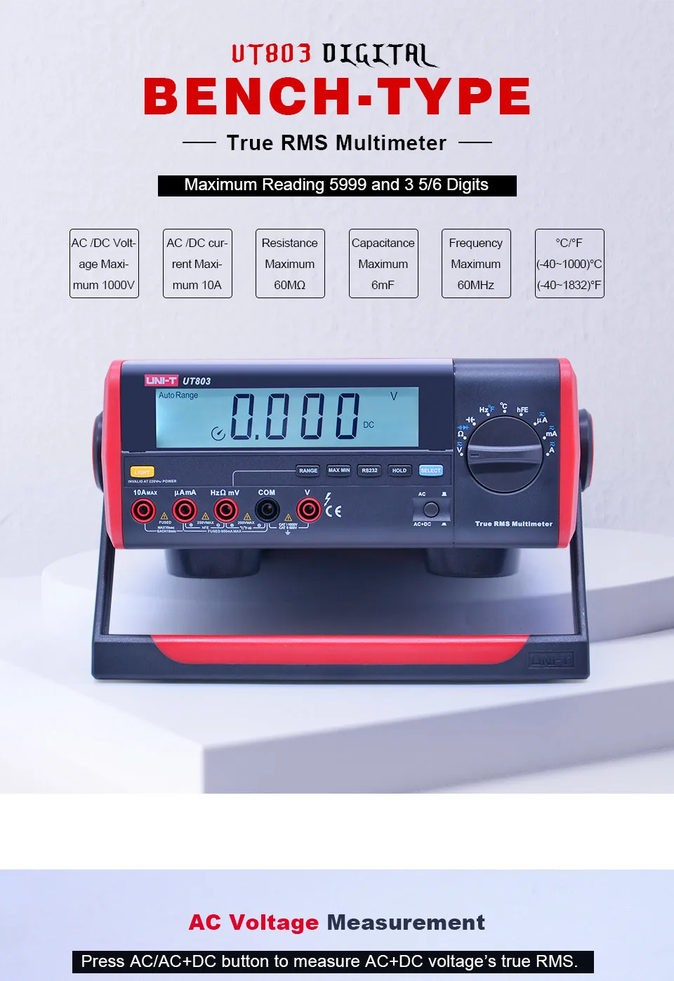 UNI-T UT801 UT802 UT803 Bechtop цифровой мультиметр AC DC Напряжение измеритель тока Сопротивление Емкость Частота Диод тестер