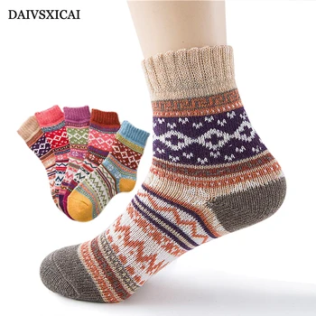 

3Pairs/lot=6pieces Autumn Winter Thick Socks Warm Ladies Rabbit Wool Female Socks Literary National Wind Socks Women