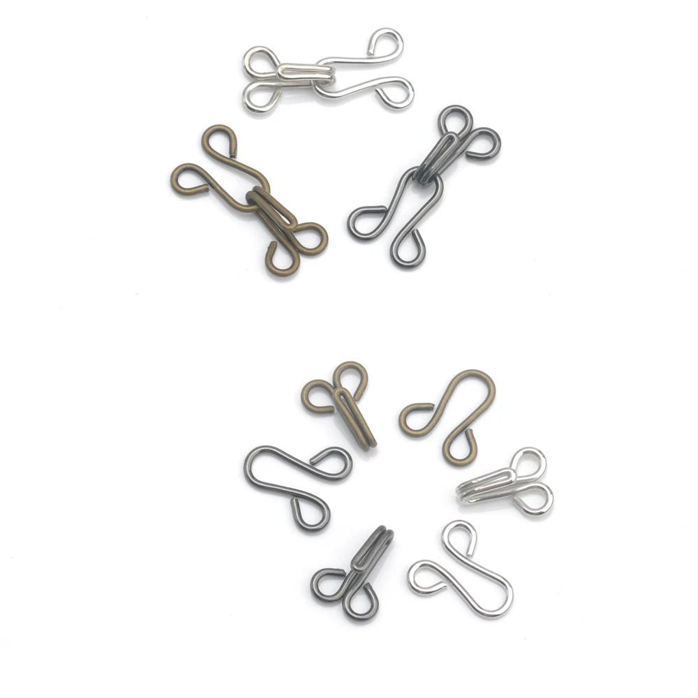 100pairs/lot model 9# metal brass hooks eyes pant skirt bra dress big size silver/black/bronze hook eye HE-010
