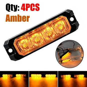 

4pcs 4*Strobe Lights 4*Protective Pads Amber Sync Strobe Light Waterproof