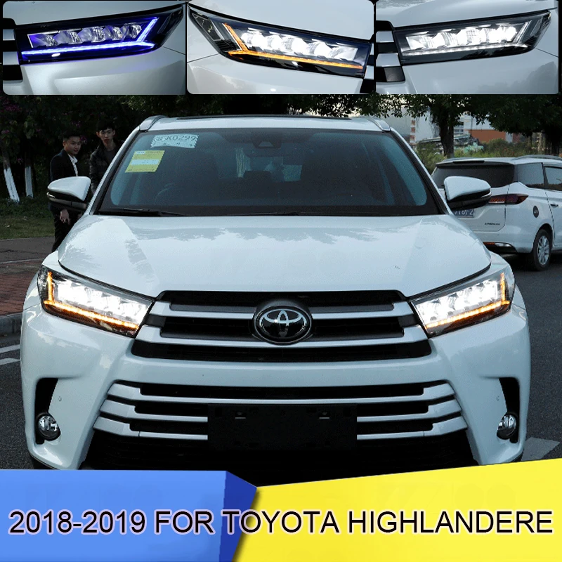 2 шт. автомобильный Стайлинг для Highlander фары для Toyota светодиодный фары DRL Биксеноновые линзы Высокий Низкий луч парковка противотуманные фары