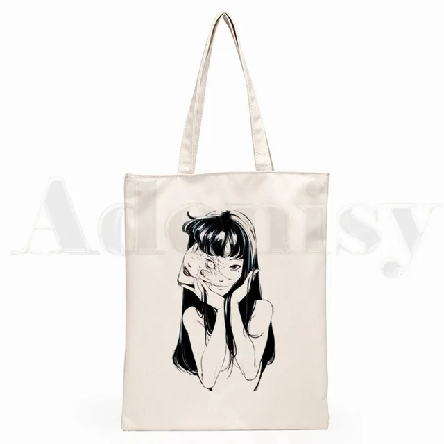 Japan Manga Junji Ito Tomie Shintaro Kago Graphic Hipster Cartoon Print Shopping Bags Girls Fashion Casual Pacakge Hand Bag S