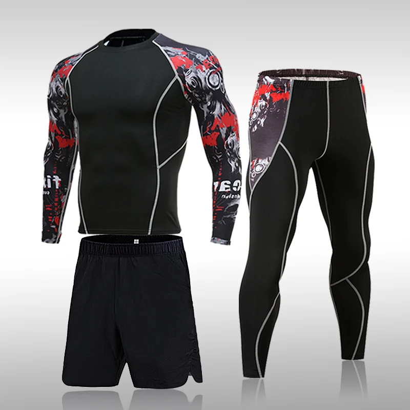 Man Compression Sports Suit Quick Drying Perspiration Fitness Training MMA Kit Rashguard Male Sportswear Jogging Running Clothes 3