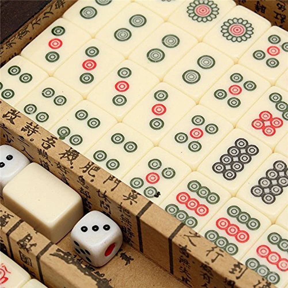 144 плитки Mah-Jong китайский пронумерованный Набор для игры в маджонг портативная английская игрушка антикварная Mah-jong настольная игра набор развлечения предметы первой необходимости
