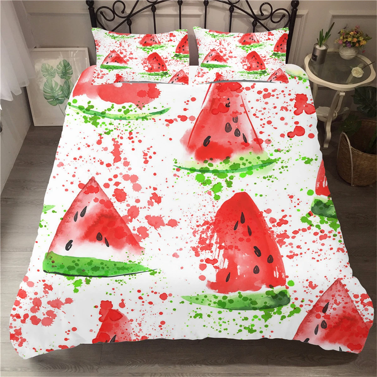 Watermeloen Fruit Doodle Beddengoed Kids Set Enkel Dubbel Bed Cover Rood Groen Sprei Room Decor Kussensloop|Bedding Sets| - AliExpress