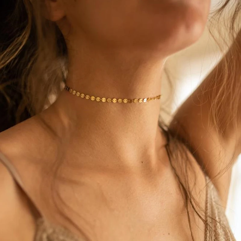 choker Necklace Stainless Steel necklaces for women Fashion Jewelry New Simple Design Office Career Bijoux jewelry chains | Украшения и