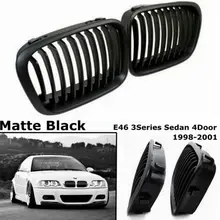 Для B-MW 1998-2001 E46 318I 320I 325I 330I новая Замена почек двойная планка матовый черный гоночный гриль Передняя решетка автомобиля