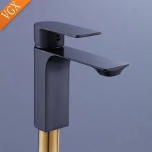 

VGX Bathroom Faucets Basin Mixer Sink Faucet Gourmet Washbasin Taps Hot Cold Water Tap Single Hole Tapware Brass Black F602-101B