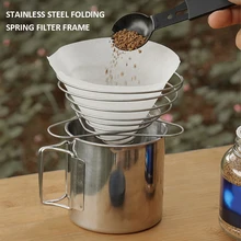 Hot Sale Collapsible Coffee Filter Cup Spring Stainless Steel 2-4 Cups Portable Coffee Dripper Filter Holder Kitchen CampingTool