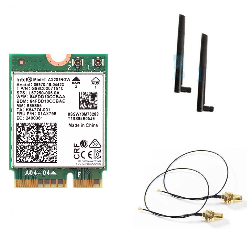 Двухдиапазонный 2400 Мбит/с беспроводной для Intel Wi-Fi 6 AX201 Bluetooth 5,0 NGFF ключ E CNVi Wifi карта AX201NGW 2,4 ГГц/5 ГГц 802.11ac/ax - Цвет: AX201NGWAntenncable