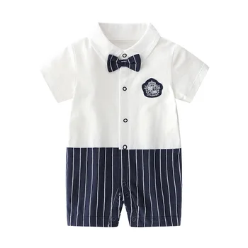 

New Born Baby Clothing Summer Gentleman Rompers 0-18M Baby Boys Cotton Jumpsuit Baby Body Clothes Newborn Unisex Thin Costumes