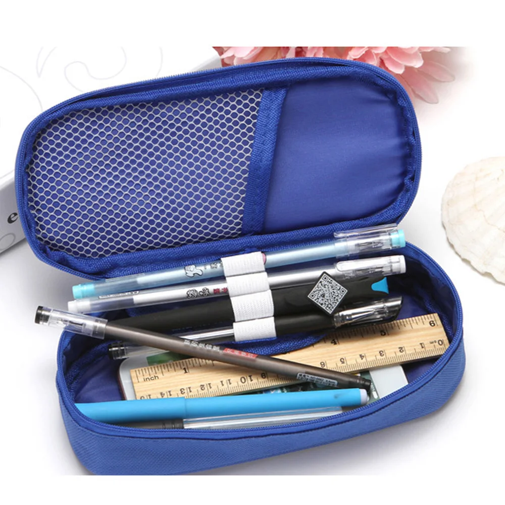 Office Gifts Unisex Pencil Bag Desktop Pens Storage Colorful Simple Cute Oxford Cloth Protection Stationery Box Student Supplies