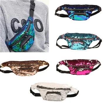

Ladies sequined bag shoulder bag fashion mermaid makeup waist bag multifunctional storage bag make up bag makeup pouch