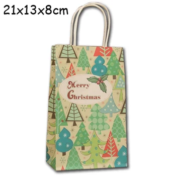 

Merry Christmas Kraft paper gift bag,Paper gift bag with handles 21x13x8cm 30pcs/lot