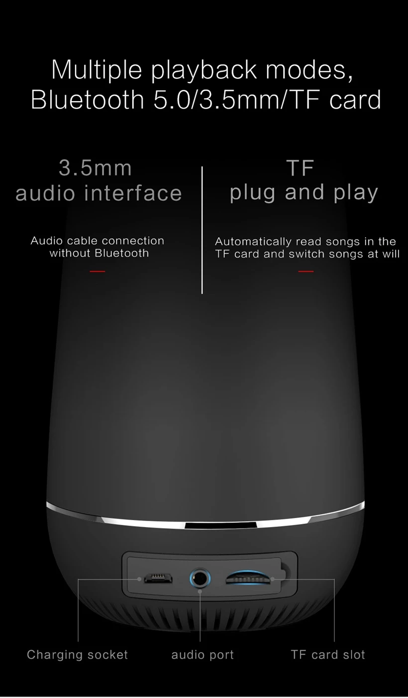 Портативный сабвуфер беспроводной Bluetooth динамик Настольный музыкальный 3D объемный громкоговоритель Громкая связь с микрофоном воспроизведение TF карты U диск AUX