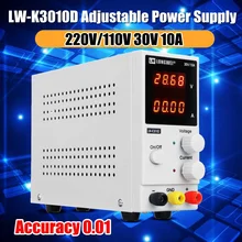 Fuente de alimentación de laboratorio, minifuente de alimentación de laboratorio con pantalla de 4 dígitos, regulador de voltaje de 220 V, 110v, CC, 30v, 10A