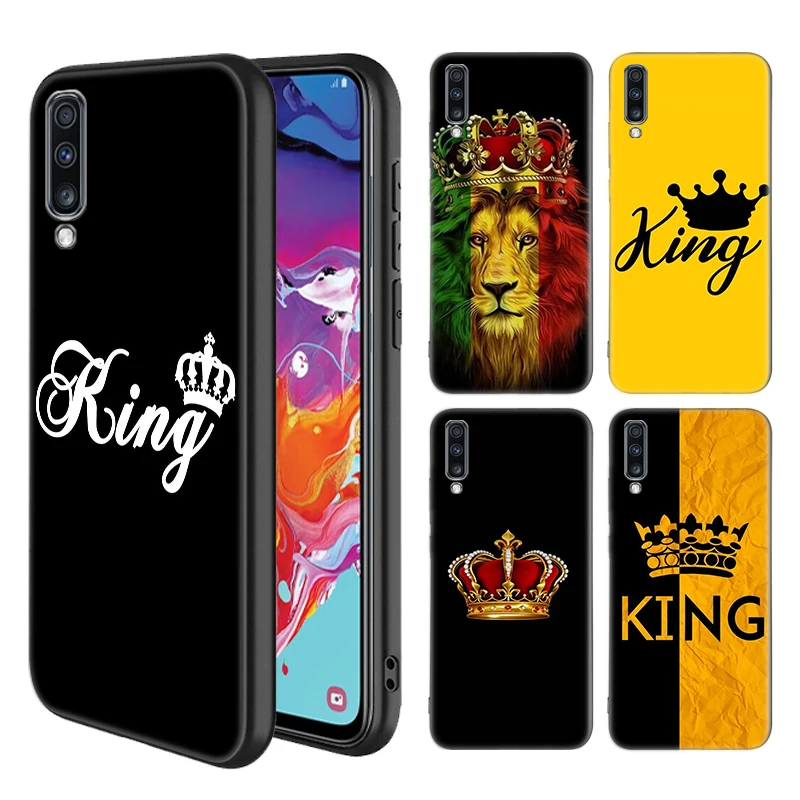 Мягкие чехлы King Queen Crown для Samsung Galaxy A10 A20 A30 A40 A50 A70 A6 A7 A8 Plus A9 A51 A71 A90 A01Black