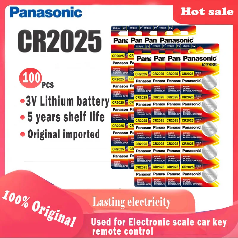100 шт. оригинальный PANASONIC cr2025 кнопочный элемент аккумулятор для цифровой камеры