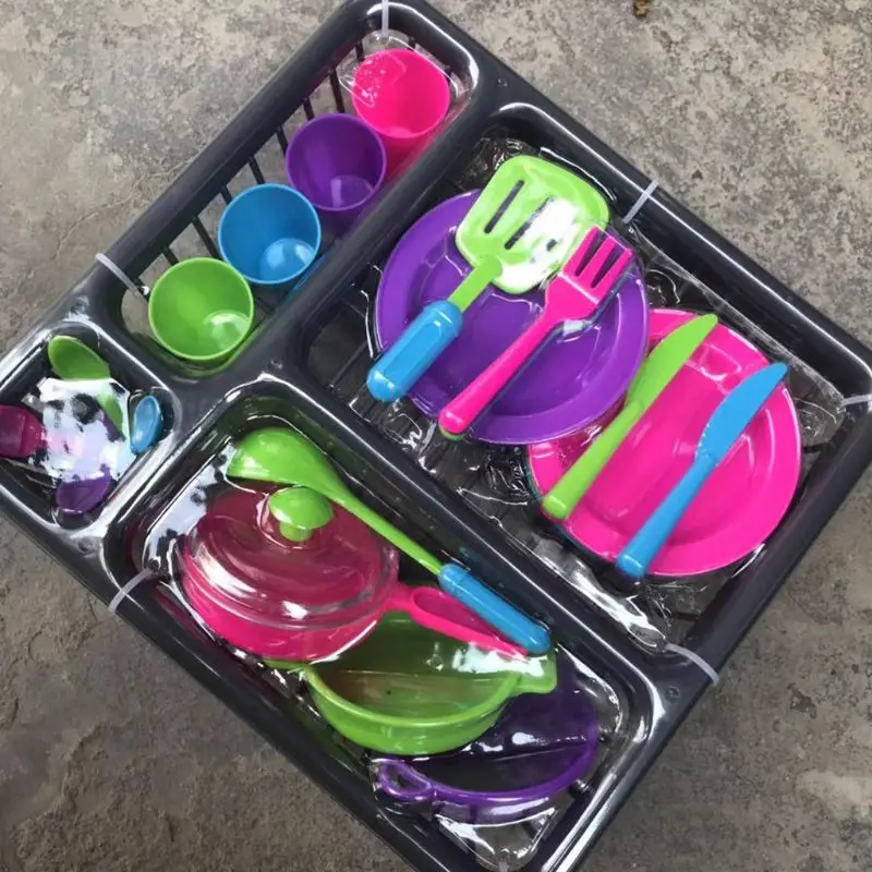 Toys 28pc Kids Kitchen Dish Playset Children's kitchen tableware set family 28 pieces of kitchen utensils