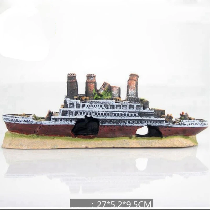 Аквариум Landscap из смолы Titanic Затерянная лодка корабль украшения для аквариума Acuarios кораблекрушение пиратский корабль декор hz-384 - Цвет: Style 2