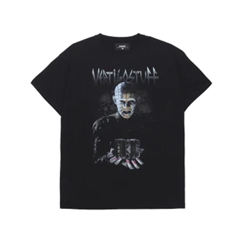 

Oversize Men Cotton Tshirt Tops Tees Solid Print Figure Darkness Rock Rap High Street Men T-Shirts Punk Hip Pop Camisetas Hombre