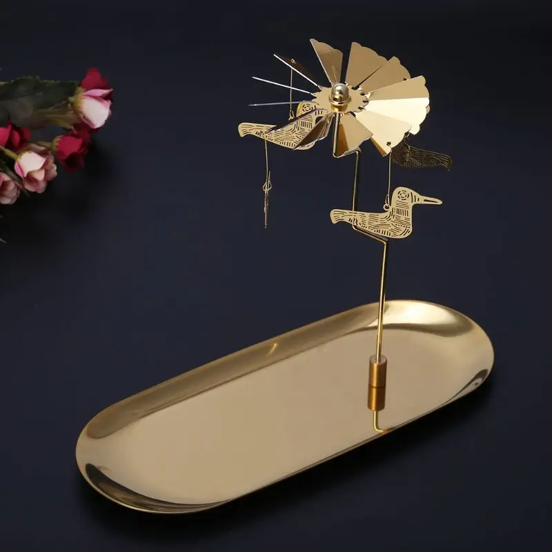 Рождество Магнитный вращающийся карусель Tealight подсвечник металлическая подставка