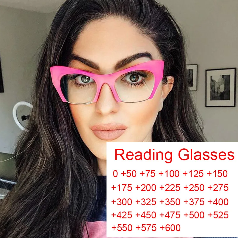 Gafas transparentes con aumento de ojo de gato rosa para mujer, lentes de  marca con filtro de luz azul, Marcos para ordenador - AliExpress