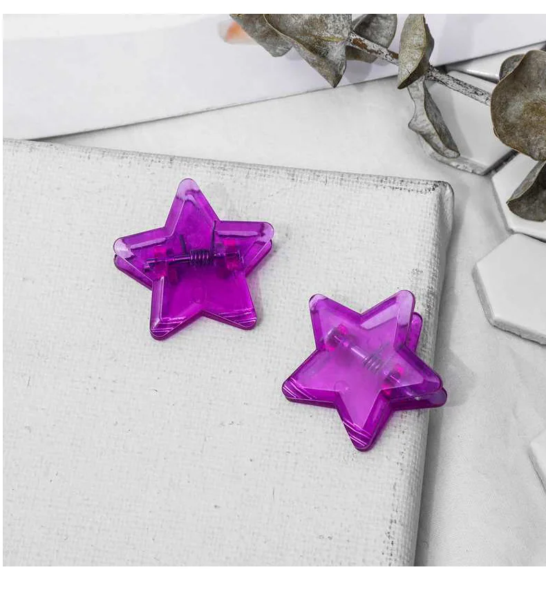 Creative Transparent Five-pointed Star Small Clip Cute Color Plastic Folder Test Paper Clip Filming Decoration Picture Portfolio