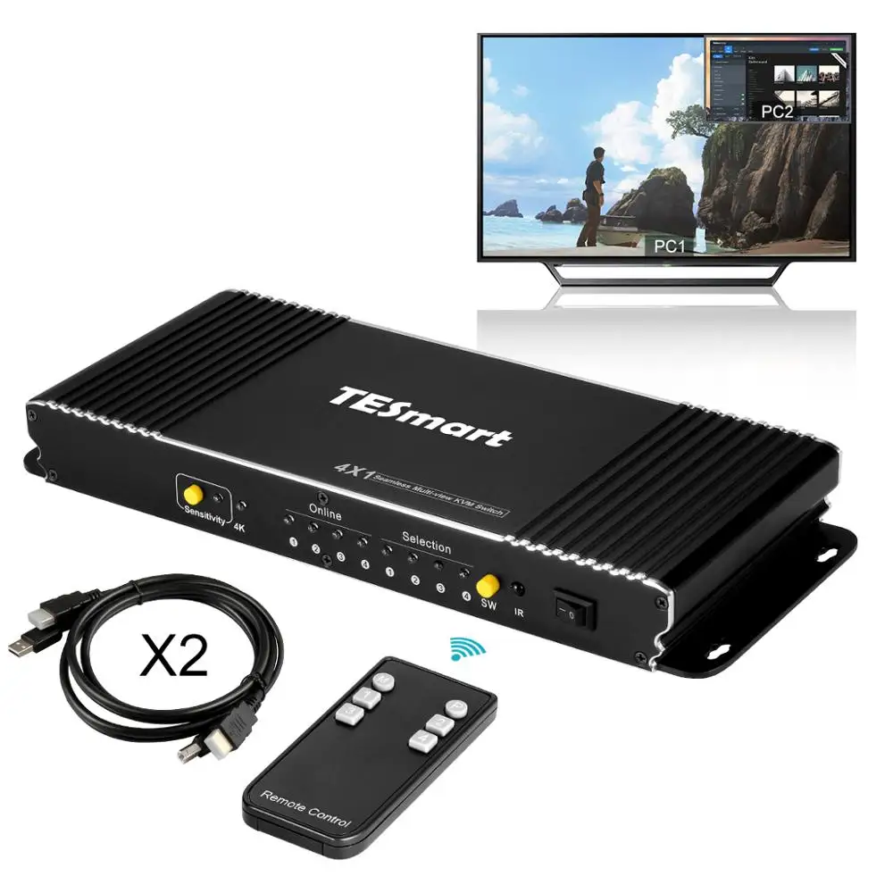 4X1 Seamless HDMI KVM Switch w/PIP 4 Ports HDMI Switcher KVM USB2.0 4K@30Hz Switch KVM HDMI control 4 PCs 4Port Input 1 Port out 4X1 Seamless HDMI KVM Switch w/PIP 4 Ports HDMI Switcher KVM USB2.0 4K@30Hz Switch KVM HDMI control 4 PCs 4Port Input 1 Port out