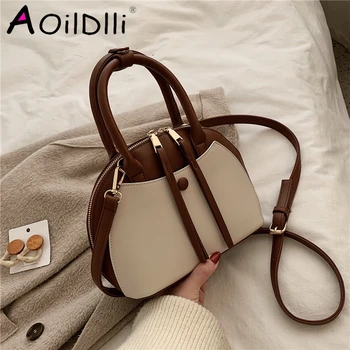 

AOILDLLI Spring Shell Women Messenger Bags Double Zippers Small Female Shouder Bags Unqiue Design Patchwork Girls Handbags 2020