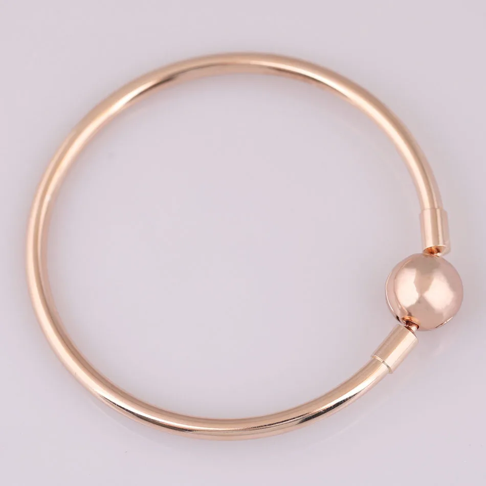 Браслет из розового золота с зажимом, подходит для гладких браслетов, подходит для 925 пробы, серебряных браслетов, бусин, очаровательных ювелирных изделий в Европе