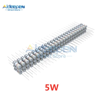 

50Pcs 5W 5% Metal Oxide Film Resistor 1R-1M Ohm Resistance 1K 2.2K 4.7K 5.1K 6.8K 10K 15K 22K 47K 51K 100K 220K 470K 510K 1M Ohm