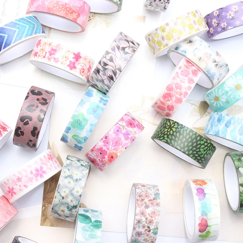 5Pcs Flowers Washi Tapes Scrapbooking Washi Tape Set 5m Diary Stationery Decorative Adhesive Tape Journal Supplies Masking Tape 4