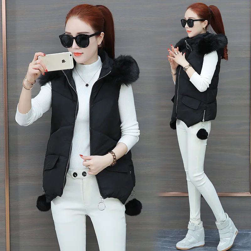 Autumn And Winter Korean-style Slim Fit Fur Collar Short down Cotton nv ma jia Cotton-padded Clothes Cotton Coat Cotton Wai