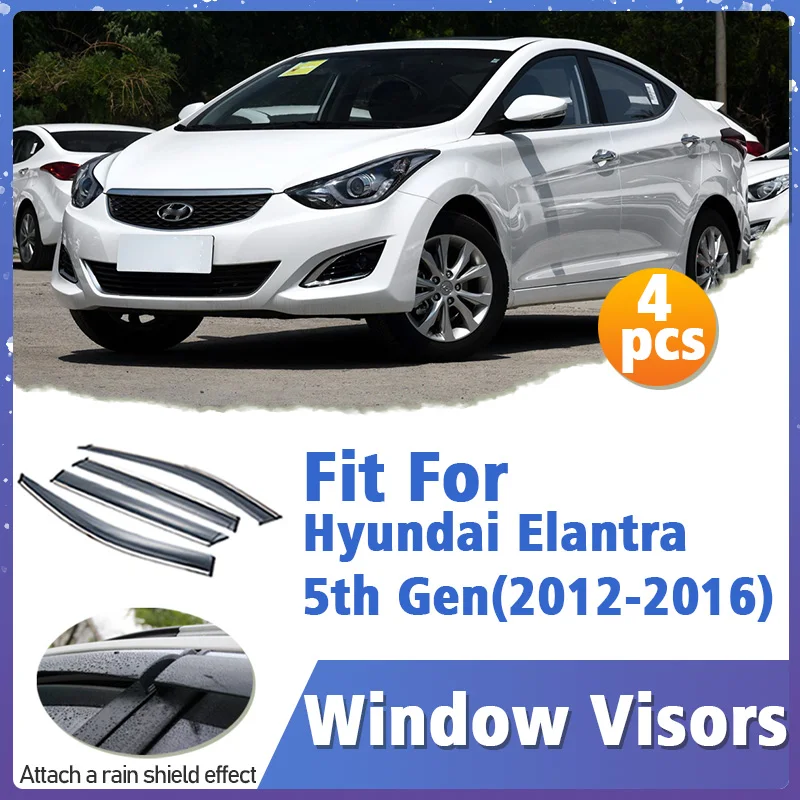 

Window Visor Guard for Hyundai Elantra 5th Gen 2012-2016 Cover Trim Awnings Shelters Protection Sun Rain Deflector Accessories