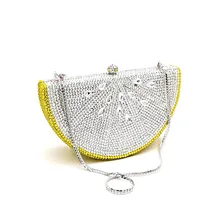 Специальный дизайн, женские кошельки для свадебной вечеринки, для вечеринки, бриллианты, фрукты, лимон, кусочек кристаллов, клатчи, полностью хрустальные кошельки