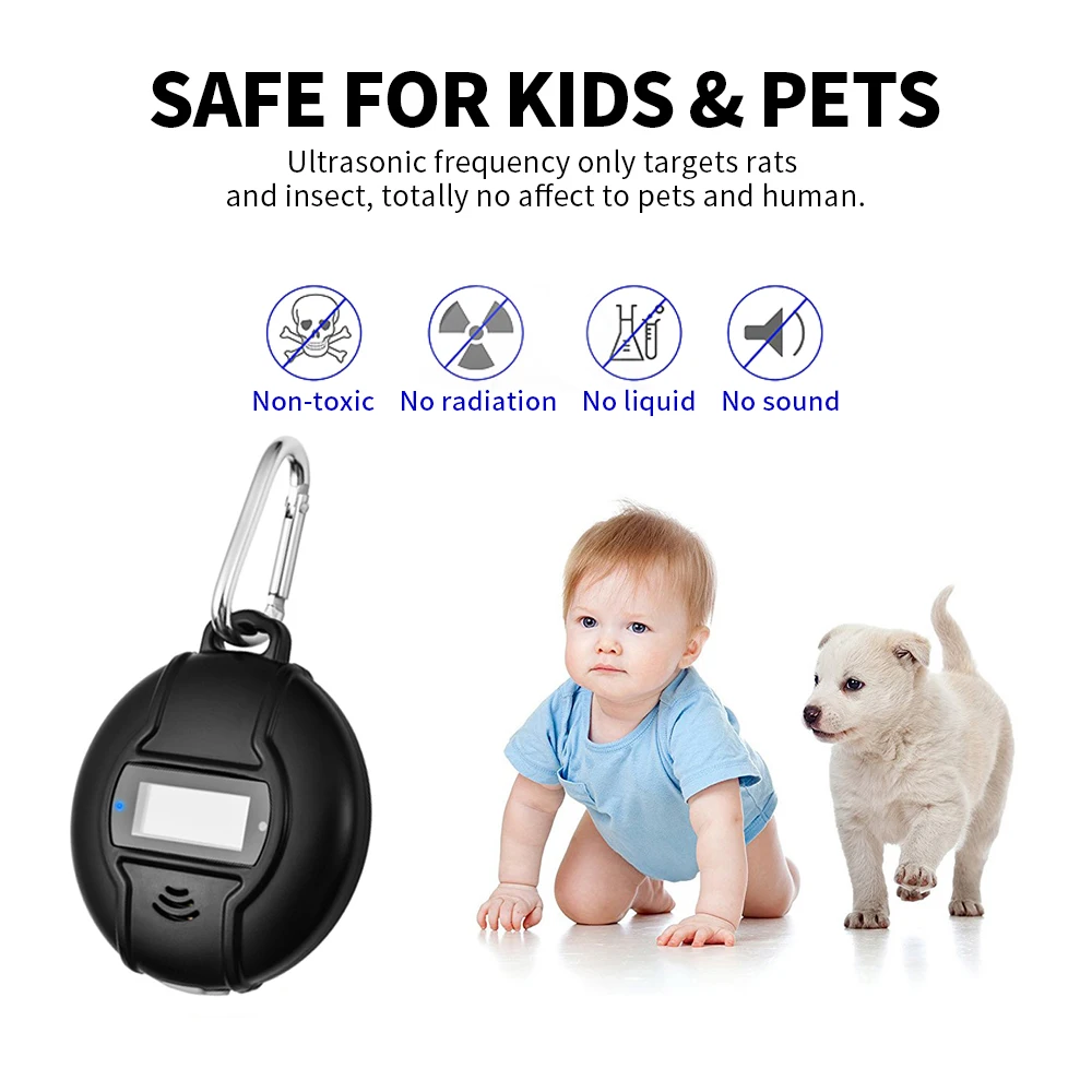 Portable Ultrasonic Pest Repeller Solar Powered& USB Outdoor Mosquito Repellent Non-Toxic Human& Pet Safe