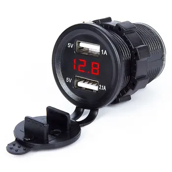

DIY 12v-24v 3.1A Waterproof Motorcycle Car USB Charger with Red Blue Green Voltmeter DIY Charger Car Modified Parts