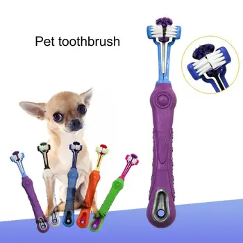 

Hot Sale Non-slip Soft Three Sided Pet Toothbrush Cat Dog Toothbrush Bad Breath Tartar Teeth Care Cleaning Brush Mouth For Dogs