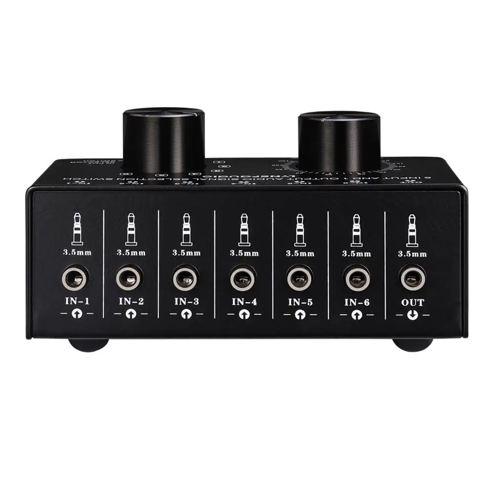 6 Input 1 Output Audio Signal Selection Switcher Output Volume Adjustment Control 3.5mm Interface 6 Input 1 Output Audio Signal Selection Switcher Output Volume Adjustment Control 3.5mm Interface