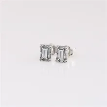 925 пробы Серебряный Белый Циркон CZ сверкающие квадратные Halo Серьги гвоздики для женщин Подарки на день рождения