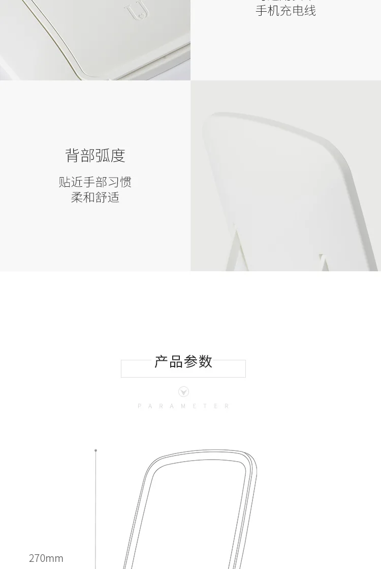 Xiaomi Jordan& Judy Mijia Mirror, умное косметическое зеркало для макияжа, портативный складной светильник, настольный светодиодный зеркало для макияжа