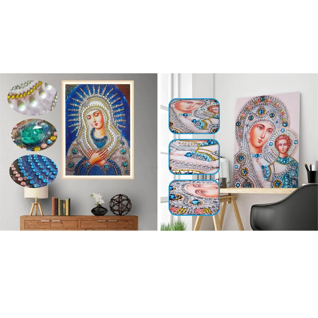 2 Set Special Shaped Religion Diamond Painting DIY 5D Partial Drill Crystal Cross Stitch Kits